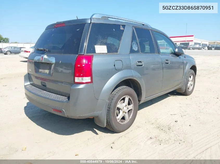 2006 Saturn Vue 4 Cyl VIN: 5GZCZ33D86S870951 Lot: 40544979