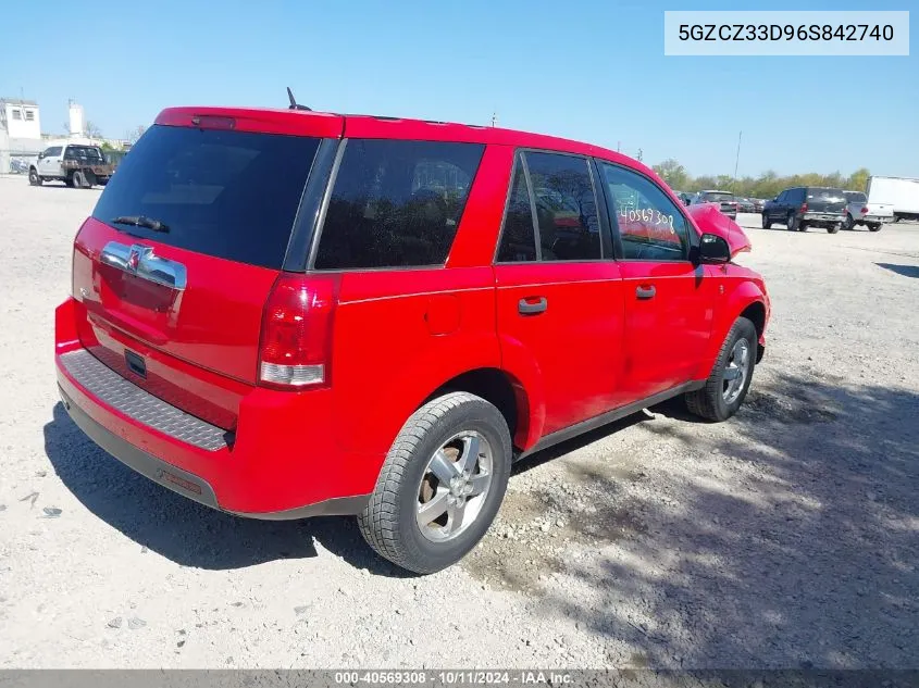 2006 Saturn Vue 4 Cyl VIN: 5GZCZ33D96S842740 Lot: 40569308