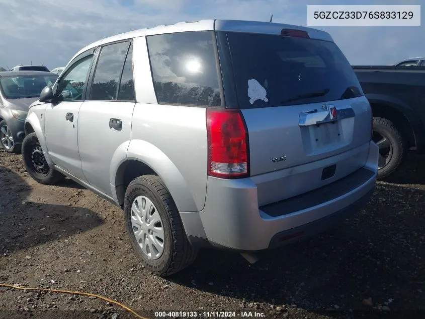 2006 Saturn Vue VIN: 5GZCZ33D76S833129 Lot: 40819133