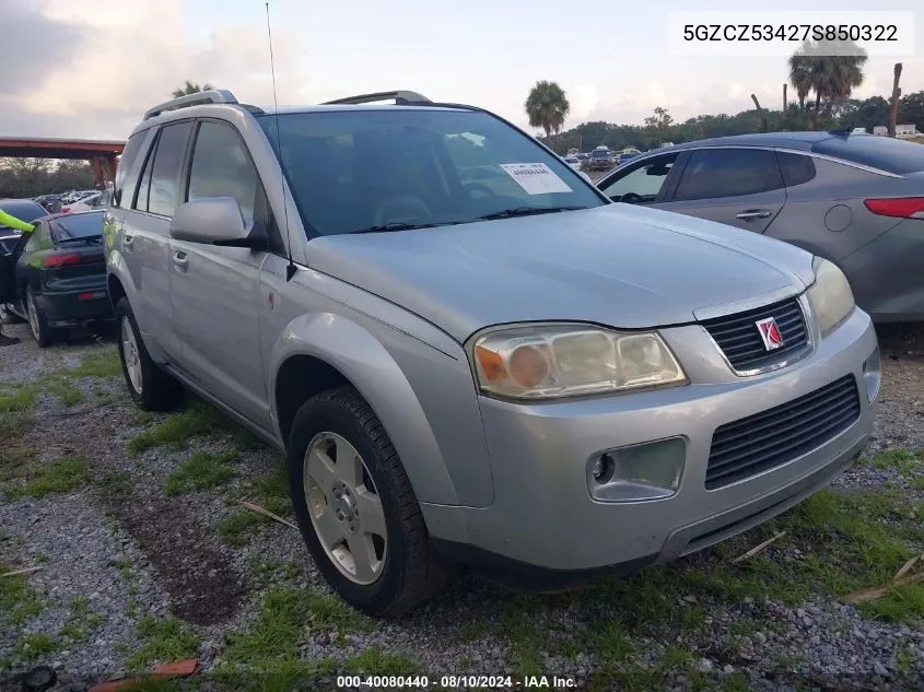 2007 Saturn Vue V6 VIN: 5GZCZ53427S850322 Lot: 40080440