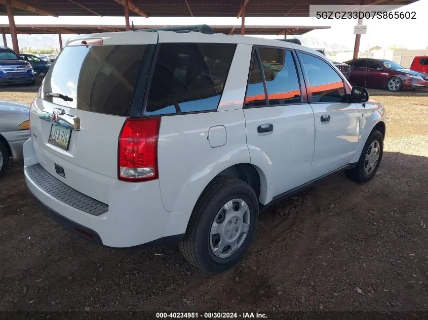 2007 Saturn Vue 4 Cyl VIN: 5GZCZ33D07S865602 Lot: 40234951