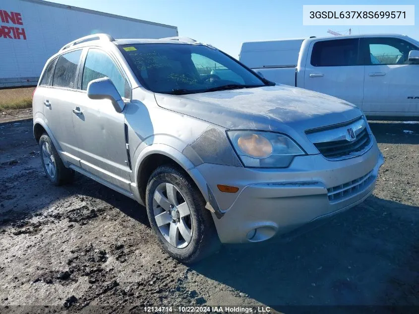 2008 Saturn Vue Xr VIN: 3GSDL637X8S699571 Lot: 12134714