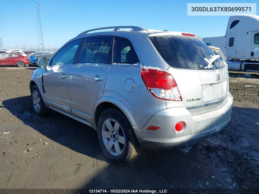 2008 Saturn Vue Xr VIN: 3GSDL637X8S699571 Lot: 12134714