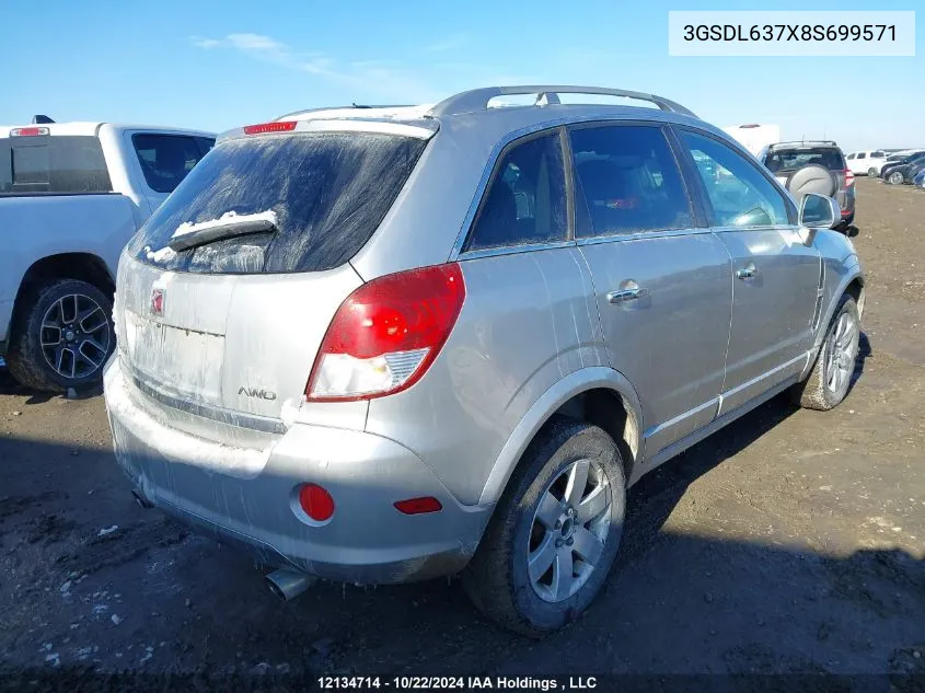 2008 Saturn Vue Xr VIN: 3GSDL637X8S699571 Lot: 12134714