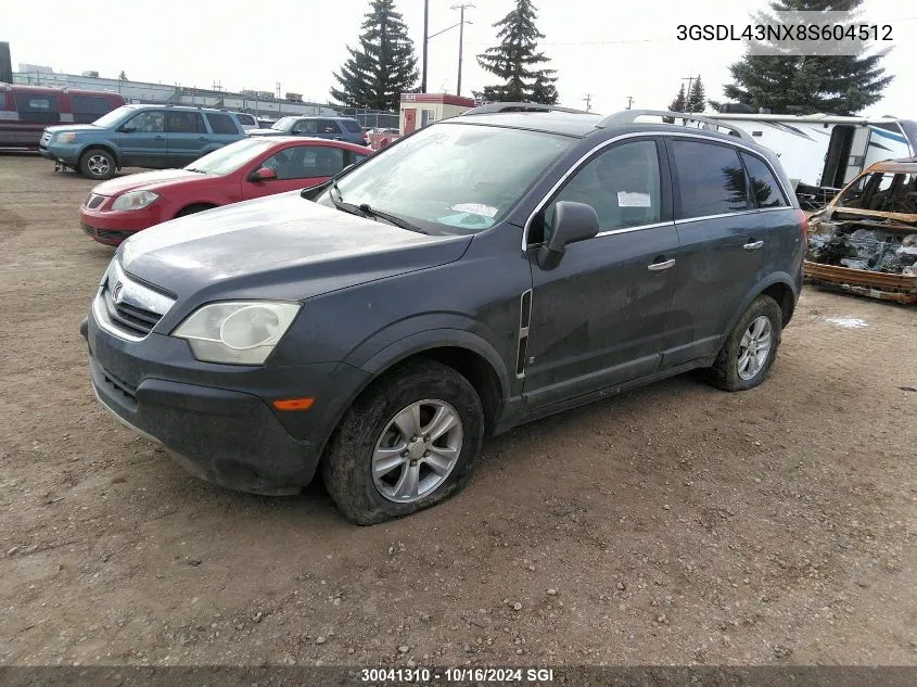 2008 Saturn Vue Xe VIN: 3GSDL43NX8S604512 Lot: 30041310