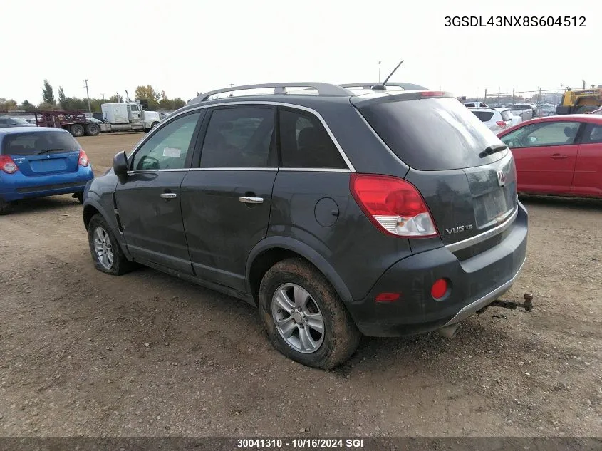 2008 Saturn Vue Xe VIN: 3GSDL43NX8S604512 Lot: 30041310