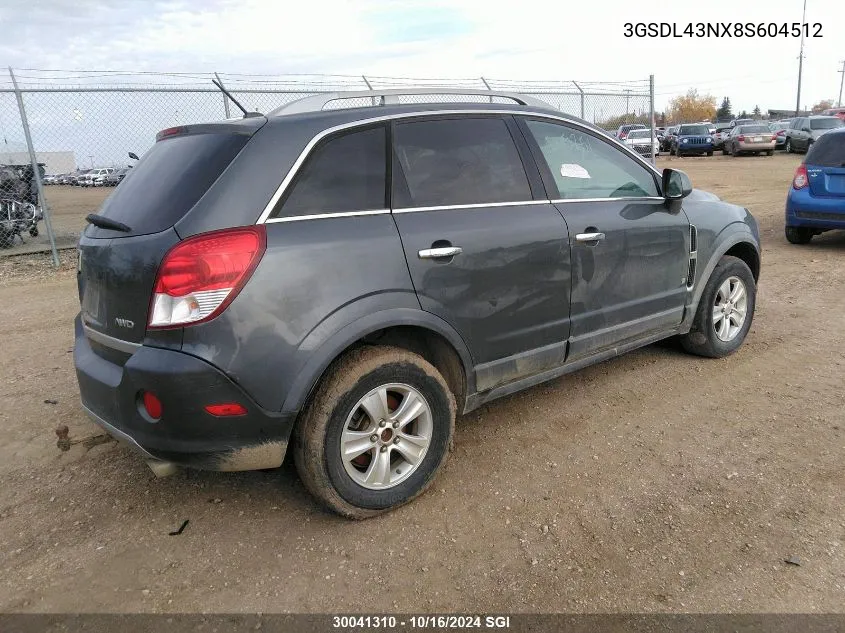 2008 Saturn Vue Xe VIN: 3GSDL43NX8S604512 Lot: 30041310