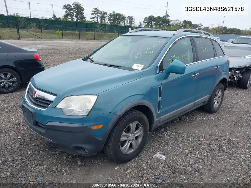 2008 Saturn Vue V6 Xe VIN: 3GSDL43N48S621578 Lot: 39318560