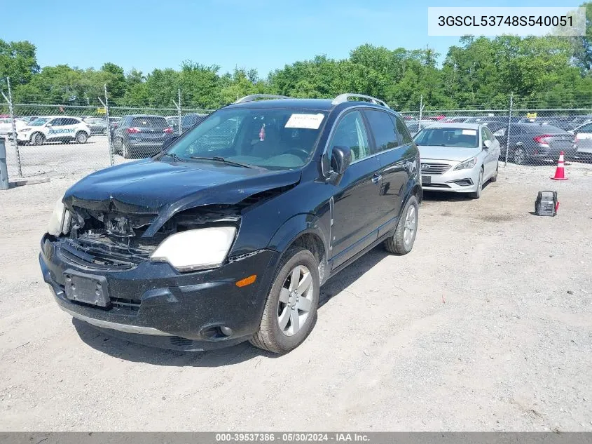 2008 Saturn Vue V6 Xr VIN: 3GSCL53748S540051 Lot: 39537386