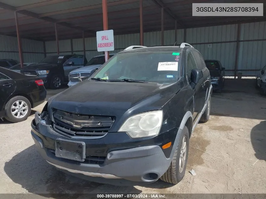 2008 Saturn Vue V6 Xe VIN: 3GSDL43N28S708394 Lot: 39788997