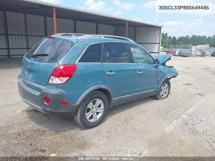 2008 Saturn Vue 4-Cyl Xe VIN: 3GSCL33P88S649486 Lot: 40075164