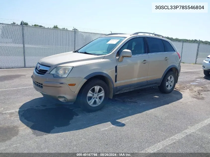 2008 Saturn Vue 4-Cyl Xe VIN: 3GSCL33P78S546804 Lot: 40187766