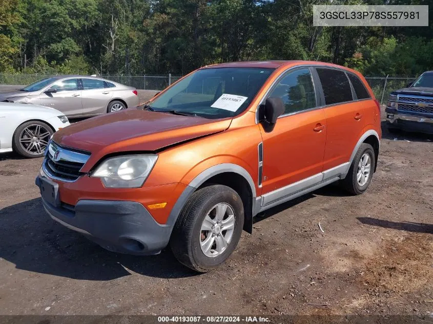 2008 Saturn Vue 4-Cyl Xe VIN: 3GSCL33P78S557981 Lot: 40193087