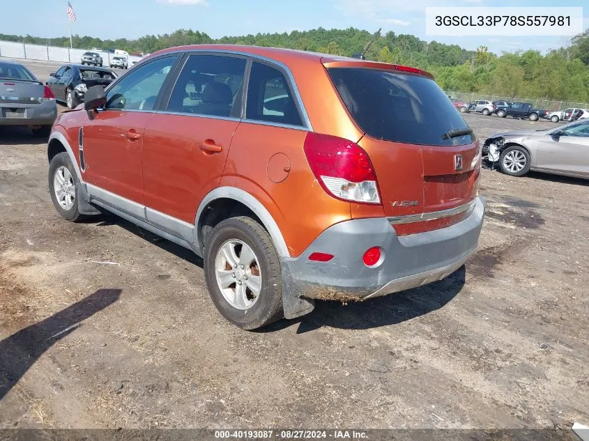 2008 Saturn Vue 4-Cyl Xe VIN: 3GSCL33P78S557981 Lot: 40193087