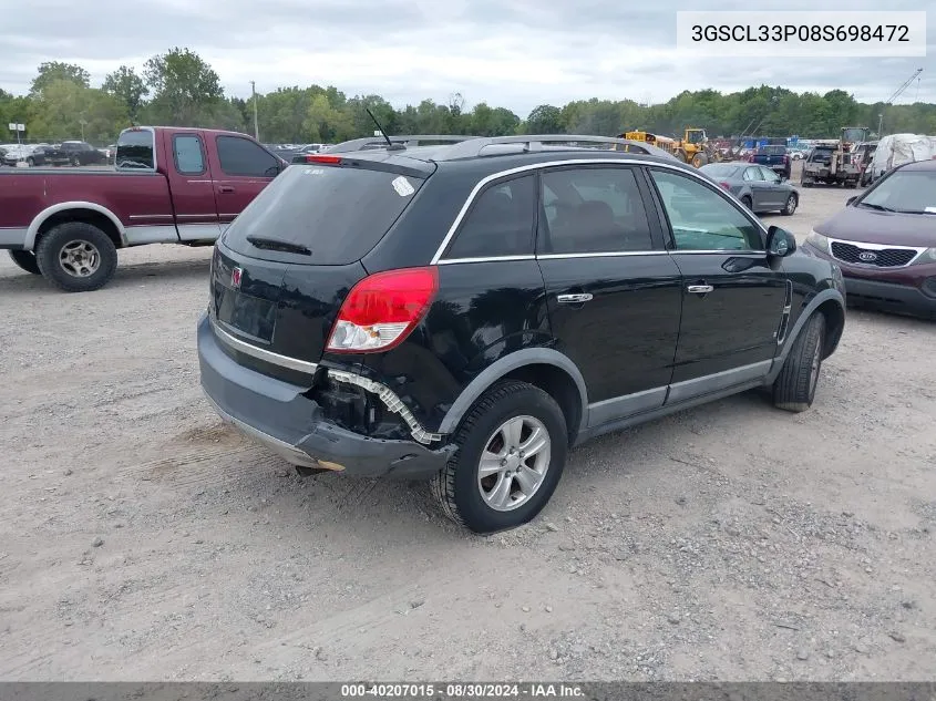 2008 Saturn Vue 4-Cyl Xe VIN: 3GSCL33P08S698472 Lot: 40207015