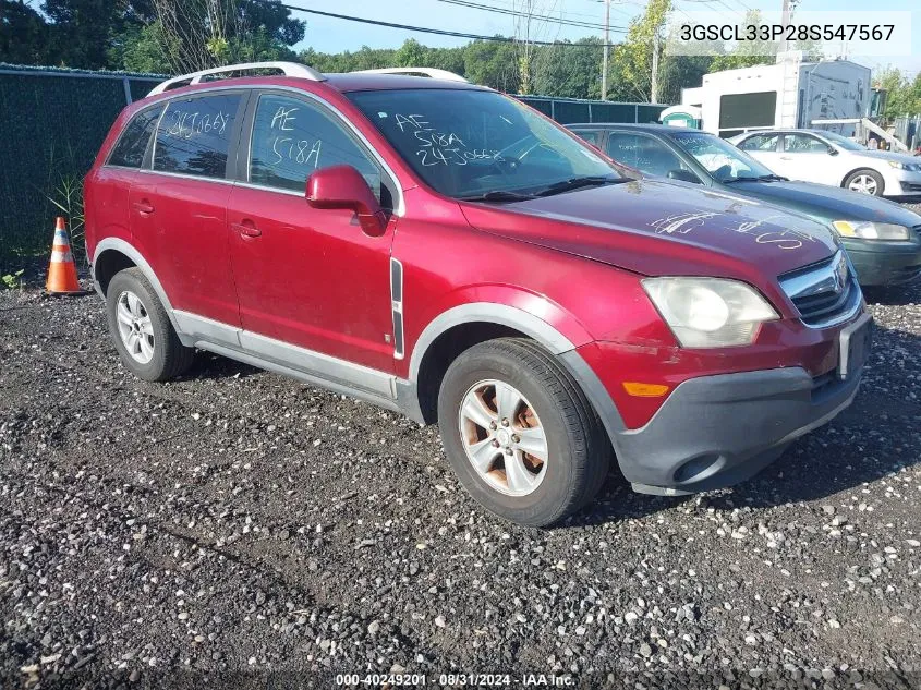 2008 Saturn Vue 4-Cyl Xe VIN: 3GSCL33P28S547567 Lot: 40249201