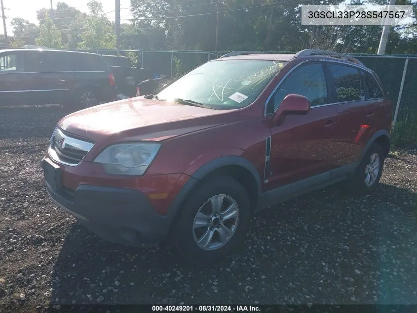 2008 Saturn Vue 4-Cyl Xe VIN: 3GSCL33P28S547567 Lot: 40249201