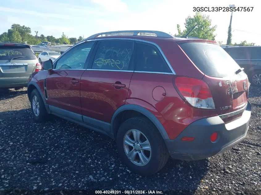 2008 Saturn Vue 4-Cyl Xe VIN: 3GSCL33P28S547567 Lot: 40249201