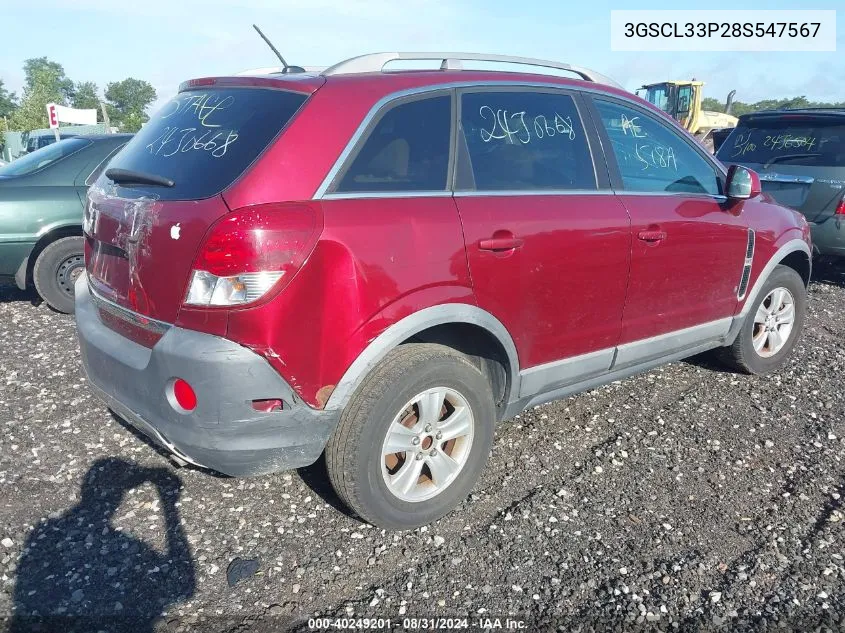 2008 Saturn Vue 4-Cyl Xe VIN: 3GSCL33P28S547567 Lot: 40249201