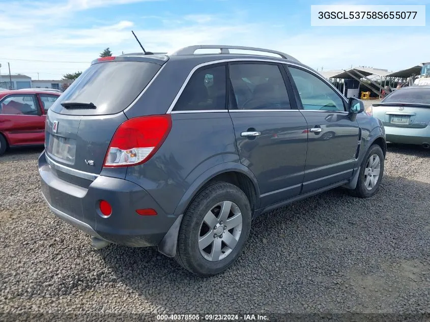 2008 Saturn Vue V6 Xr VIN: 3GSCL53758S655077 Lot: 40378505