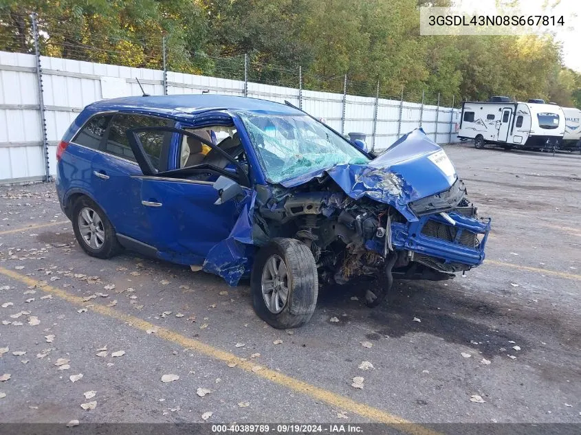 2008 Saturn Vue V6 Xe VIN: 3GSDL43N08S667814 Lot: 40389789