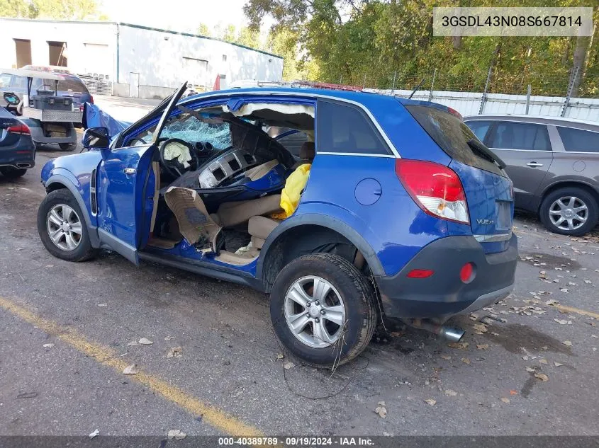 2008 Saturn Vue V6 Xe VIN: 3GSDL43N08S667814 Lot: 40389789