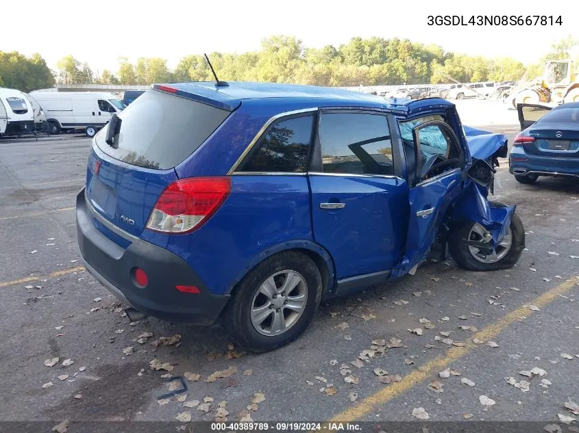 2008 Saturn Vue V6 Xe VIN: 3GSDL43N08S667814 Lot: 40389789