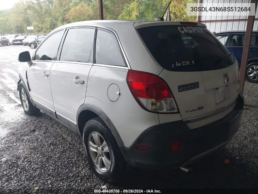 2008 Saturn Vue V6 Xe VIN: 3GSDL43N68S512684 Lot: 40435708