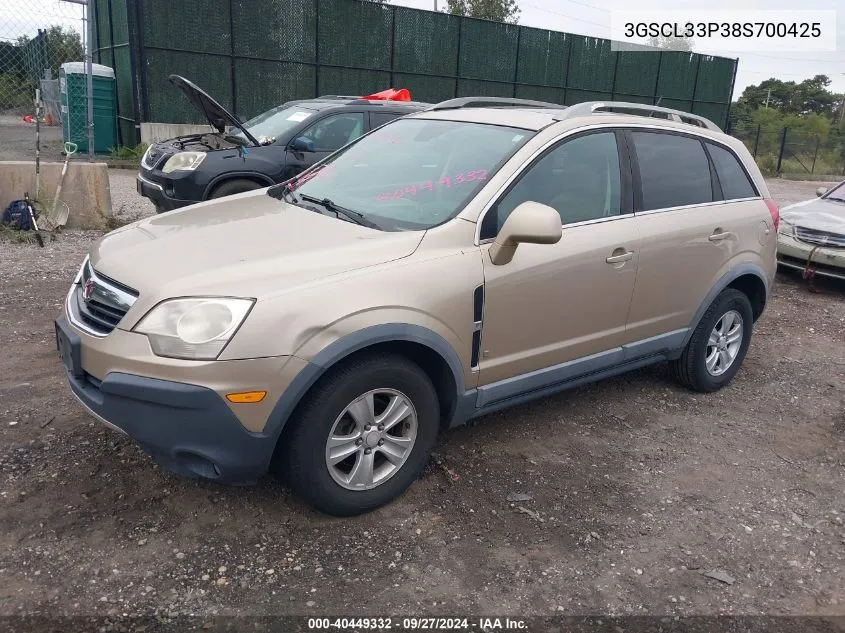 2008 Saturn Vue 4-Cyl Xe VIN: 3GSCL33P38S700425 Lot: 40449332