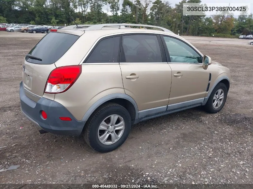 2008 Saturn Vue 4-Cyl Xe VIN: 3GSCL33P38S700425 Lot: 40449332