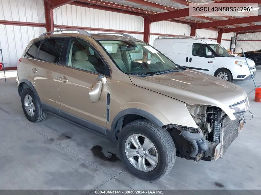 2008 Saturn Vue V6 Xe VIN: 3GSDL43N58S547961 Lot: 40463141