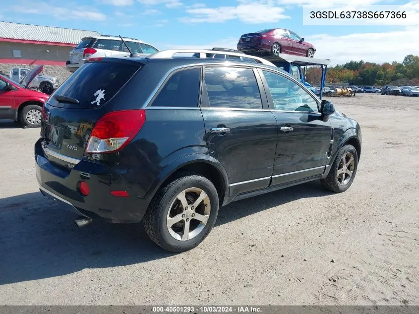 2008 Saturn Vue V6 Xr VIN: 3GSDL63738S667366 Lot: 40501293