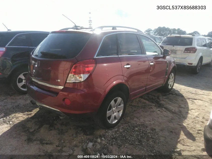 2008 Saturn Vue V6 Xr VIN: 3GSCL537X8S688303 Lot: 40510524