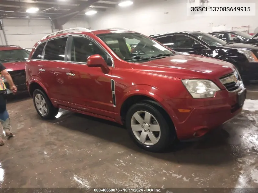 2008 Saturn Vue V6 Xr VIN: 3GSCL53708S649915 Lot: 40550075