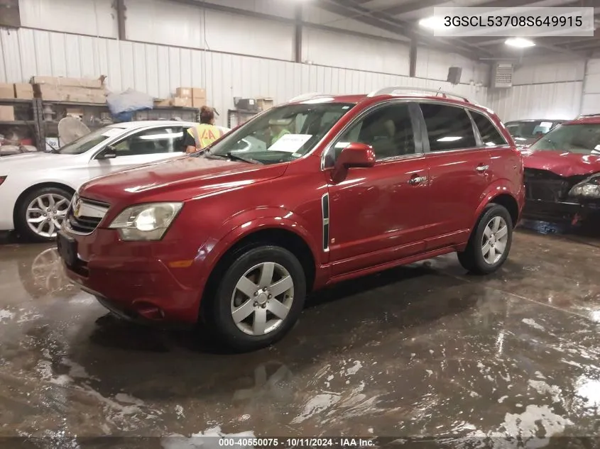 2008 Saturn Vue V6 Xr VIN: 3GSCL53708S649915 Lot: 40550075