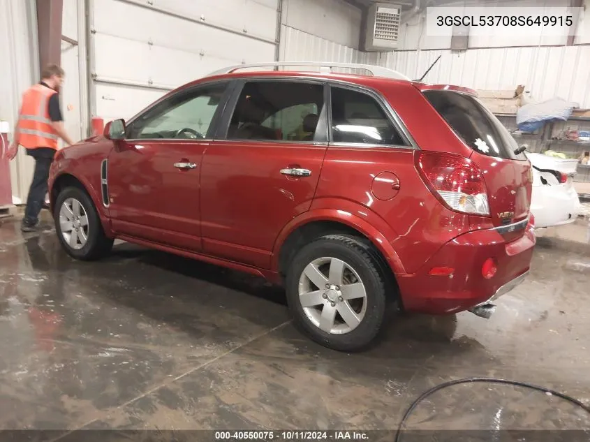 2008 Saturn Vue V6 Xr VIN: 3GSCL53708S649915 Lot: 40550075