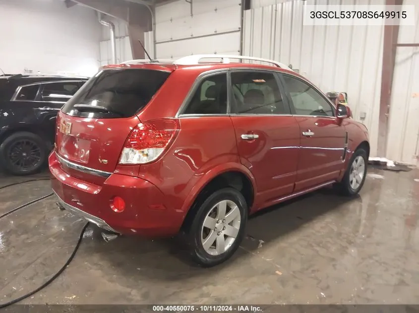 2008 Saturn Vue V6 Xr VIN: 3GSCL53708S649915 Lot: 40550075