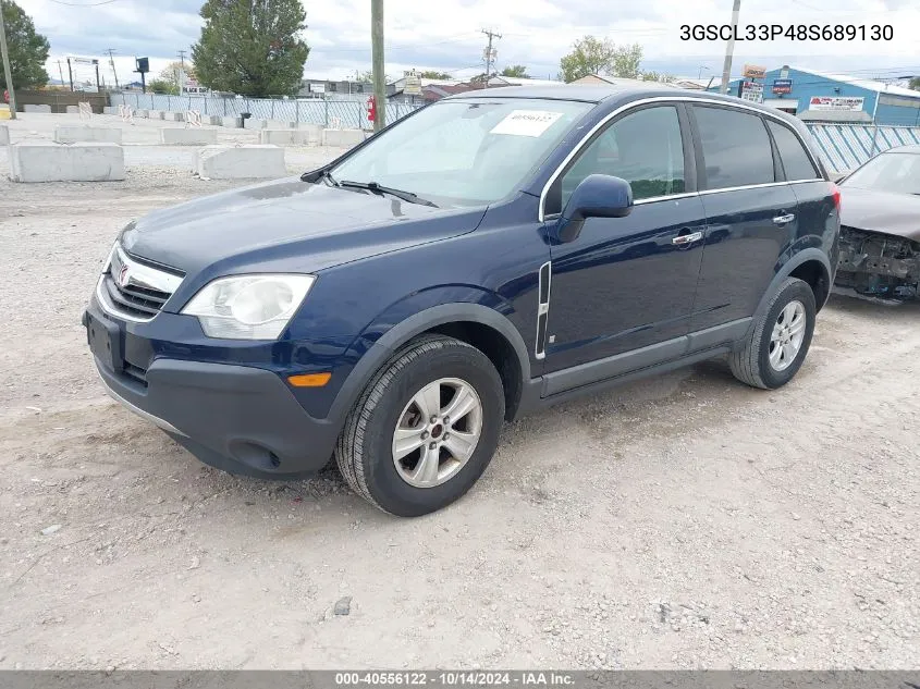 2008 Saturn Vue 4-Cyl Xe VIN: 3GSCL33P48S689130 Lot: 40556122