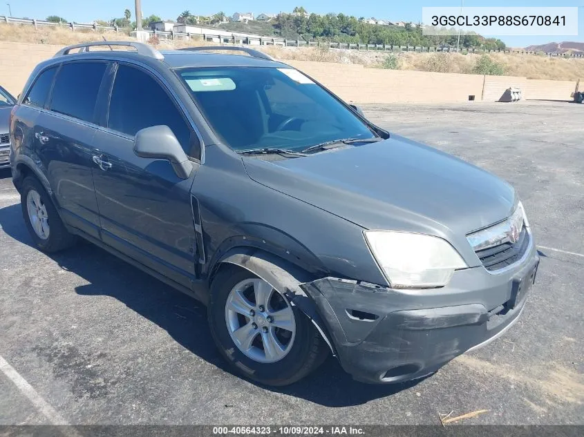 2008 Saturn Vue 4-Cyl Xe VIN: 3GSCL33P88S670841 Lot: 40564323