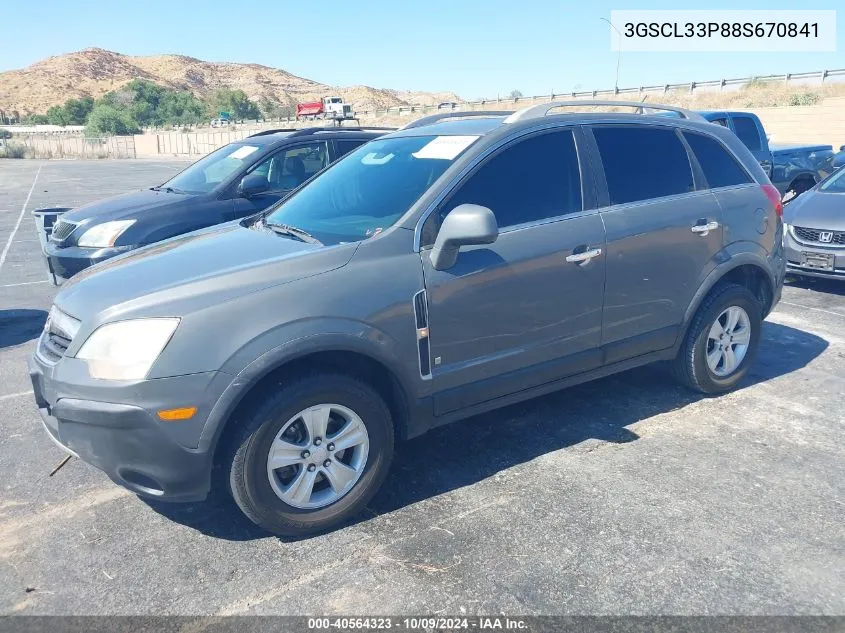 2008 Saturn Vue 4-Cyl Xe VIN: 3GSCL33P88S670841 Lot: 40564323