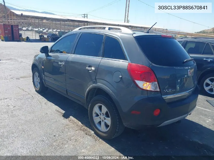 2008 Saturn Vue 4-Cyl Xe VIN: 3GSCL33P88S670841 Lot: 40564323