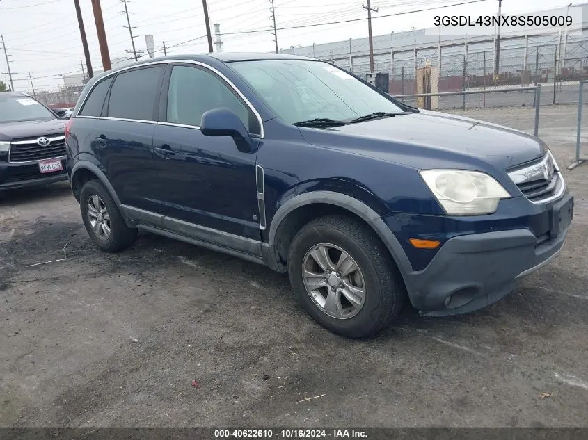 2008 Saturn Vue V6 Xe VIN: 3GSDL43NX8S505009 Lot: 40622610