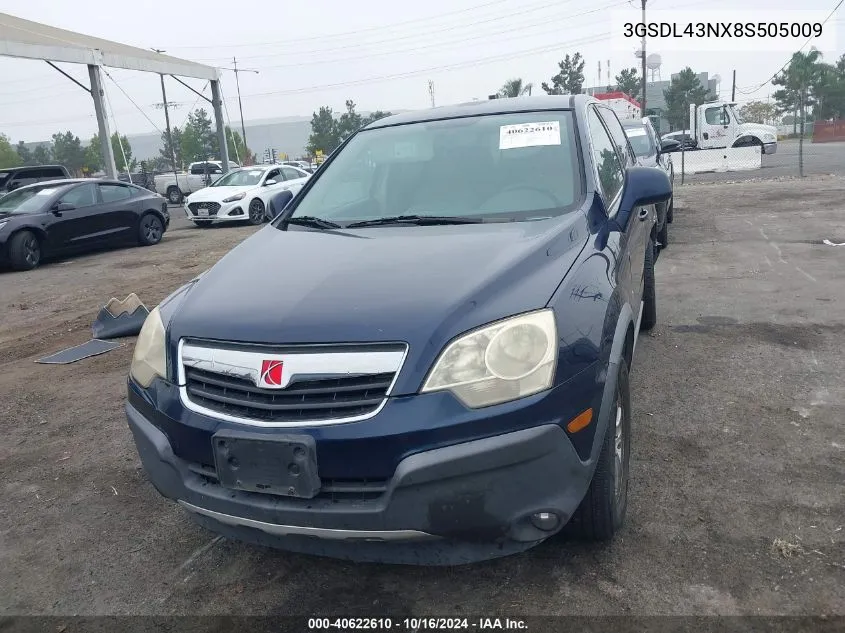 2008 Saturn Vue V6 Xe VIN: 3GSDL43NX8S505009 Lot: 40622610