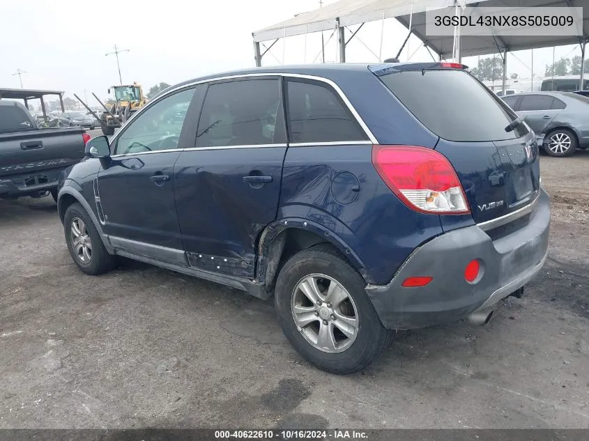 2008 Saturn Vue V6 Xe VIN: 3GSDL43NX8S505009 Lot: 40622610