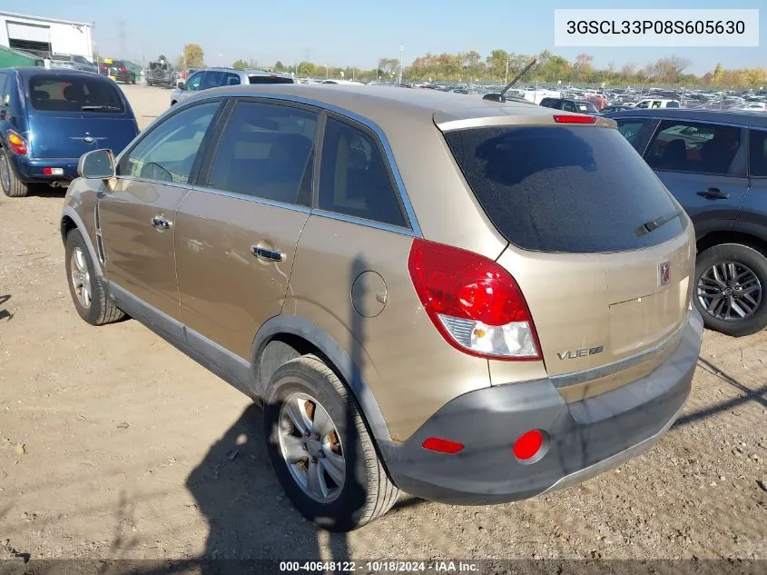 2008 Saturn Vue 4-Cyl Xe VIN: 3GSCL33P08S605630 Lot: 40648122