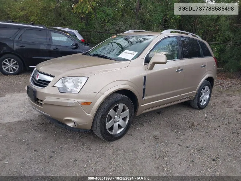 2008 Saturn Vue V6 Xr VIN: 3GSDL73778S585498 Lot: 40651998