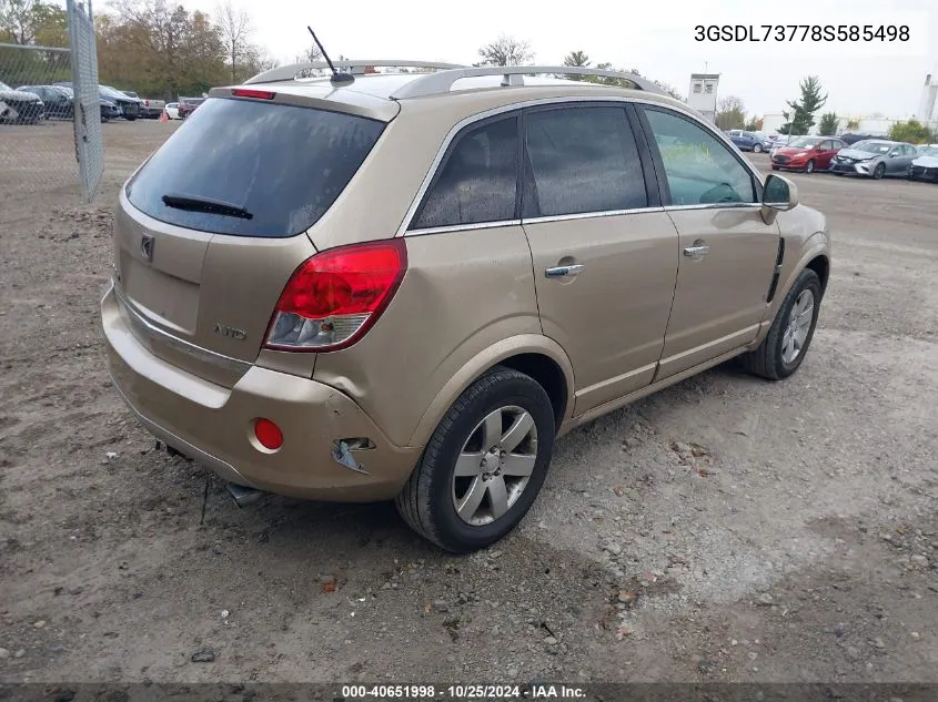 2008 Saturn Vue V6 Xr VIN: 3GSDL73778S585498 Lot: 40651998