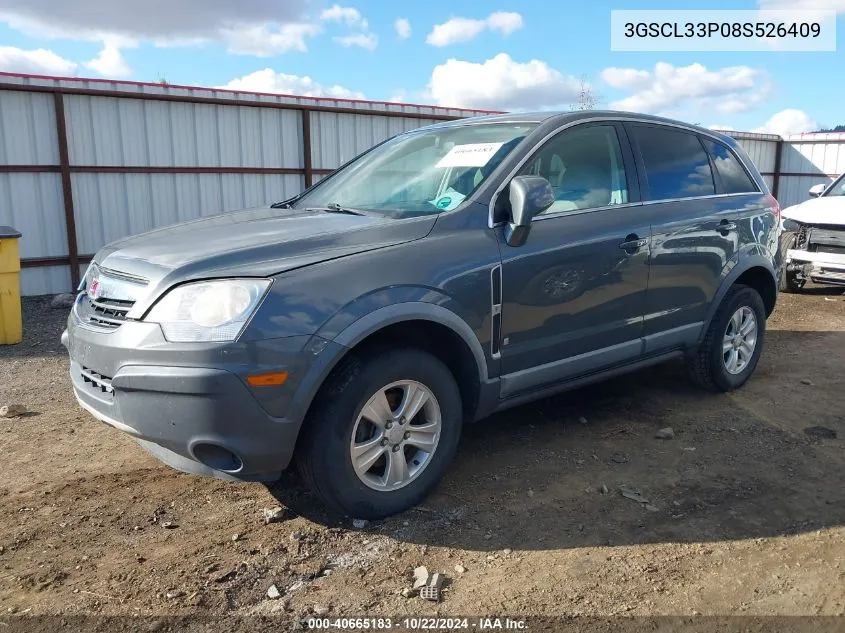 2008 Saturn Vue 4-Cyl Xe VIN: 3GSCL33P08S526409 Lot: 40665183