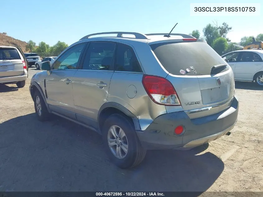 2008 Saturn Vue 4-Cyl Xe VIN: 3GSCL33P18S510753 Lot: 40672595