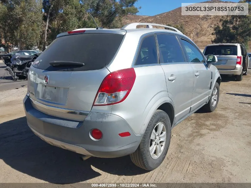 2008 Saturn Vue 4-Cyl Xe VIN: 3GSCL33P18S510753 Lot: 40672595